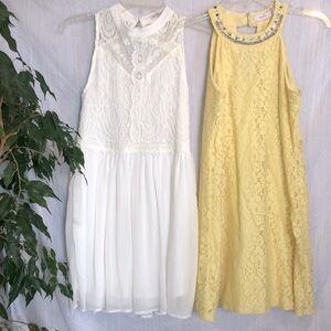 CANDIES & CHARLOTTE RUSSE size XS yellow & white lace sleeveless summer …